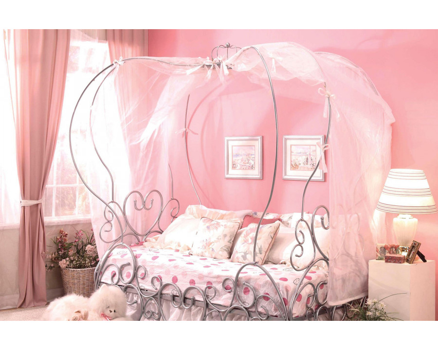 ACME - Priya Twin Bed with Canopy in Silver