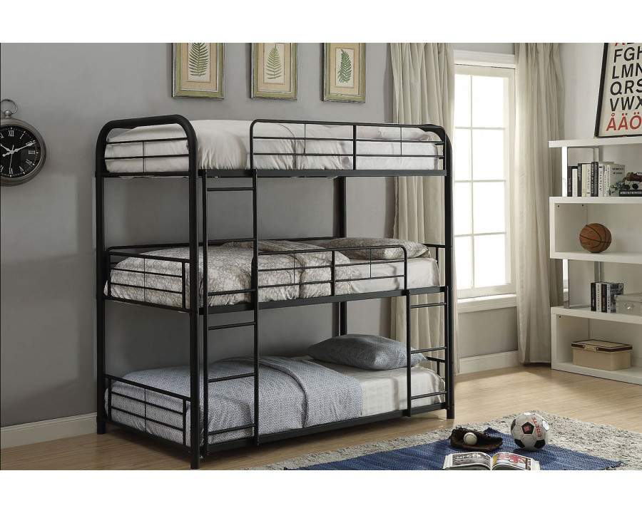 ACME Cairo Triple Bunk Bed - Sandy Black, Full over Full