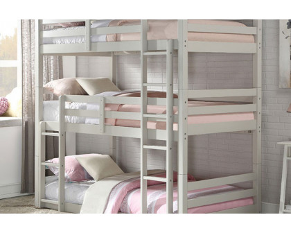 ACME - Ronnie Triple Twin Bunk Bed in Light Gray