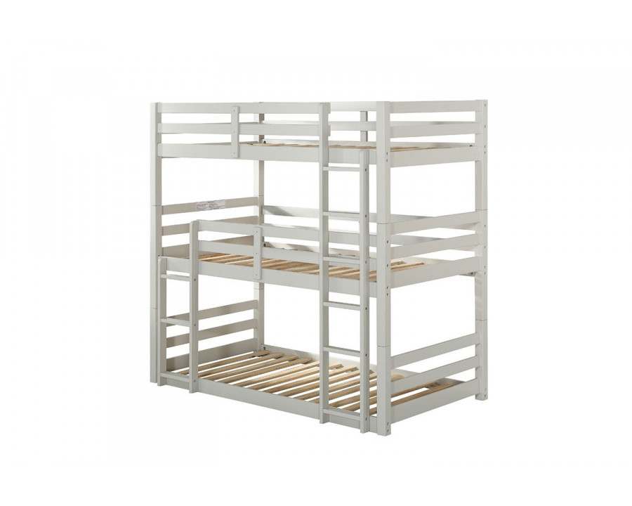 ACME - Ronnie Triple Twin Bunk Bed in Light Gray