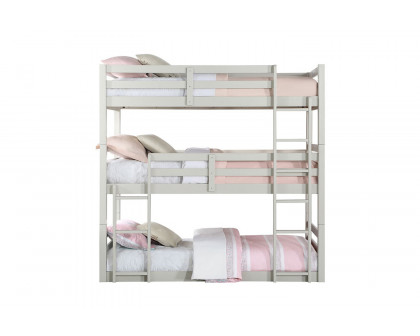 ACME - Ronnie Triple Twin Bunk Bed in Light Gray