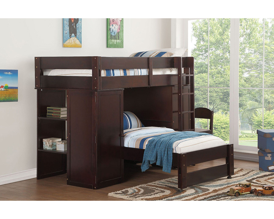 ACME - Lars Twin/Twin Loft Bed with Wardrobe & Desk & Chair in Wenge