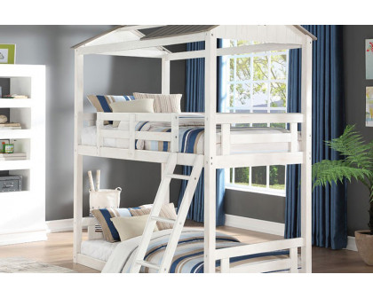 ACME - Nadine Cottage Twin/Twin Bunk Bed in Weathered White/Washed Gray