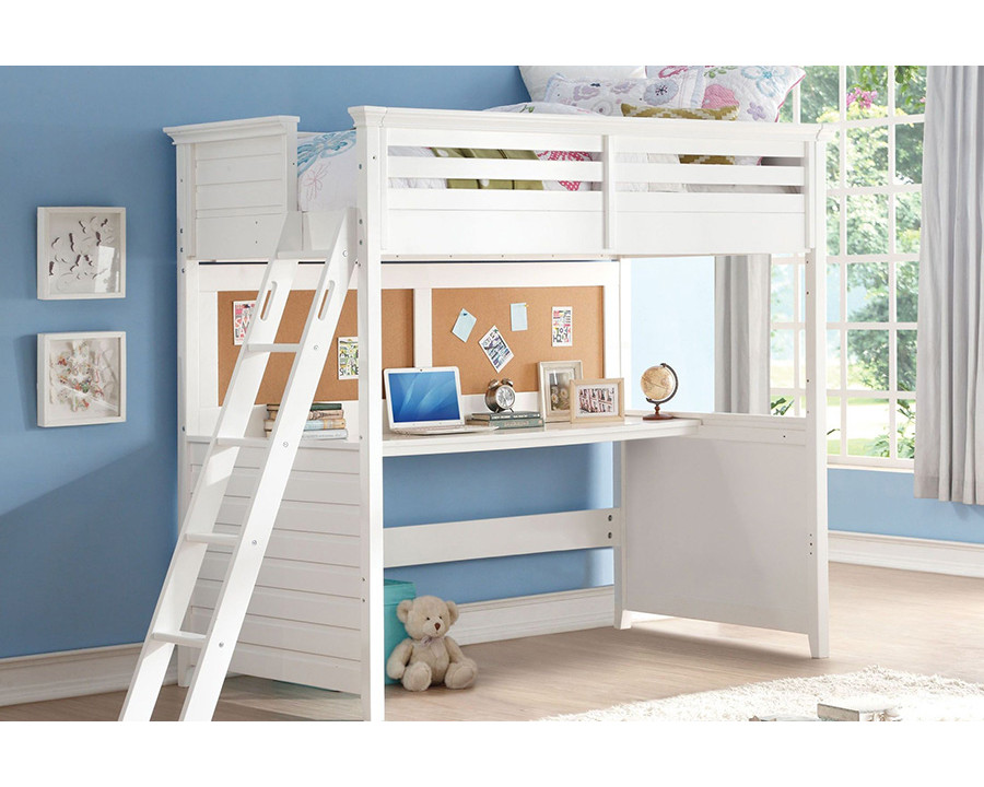 ACME - Lacey Twin Loft Bed with Desk in White