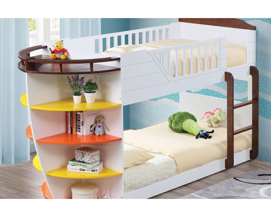 ACME - Neptune Twin Over Twin Bunk Bed with Storage Shelves