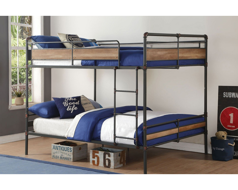 ACME Brantley II Double Queen Bunk Bed - Sandy Black/Dark Bronze Hand-Brushed