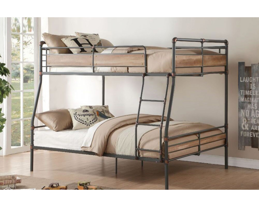 ACME Brantley II Full XL/Queen Bunk Bed - Sandy Black/Dark Bronze Hand-Brushed