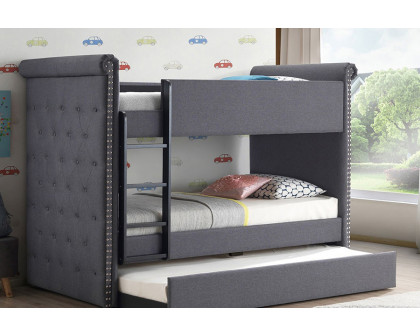 ACME Romana II Twin over Twin Bunk Bed with Trundle - Gray