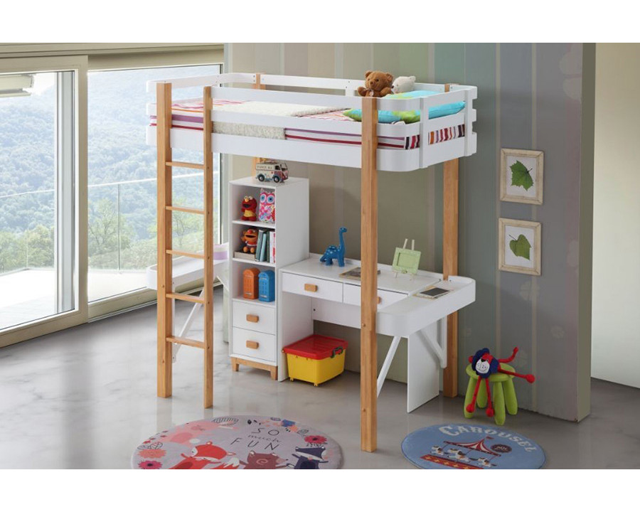 ACME - Rutherford Twin Loft Bed in White/Natural