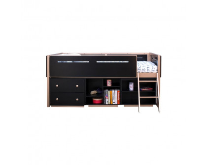 ACME - Prescott Twin Loft Bed in Black/Rose-Gold