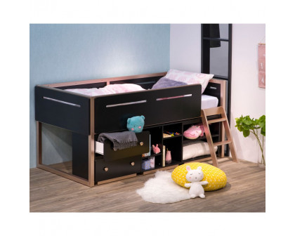 ACME - Prescott Twin Loft Bed in Black/Rose-Gold