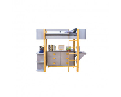 ACME - Saiyan Twin Loft Bed in Gray/Natural