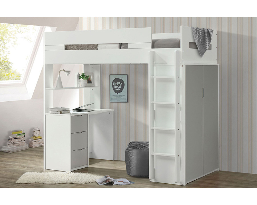 ACME Nerice Loft Bed - White and Gray