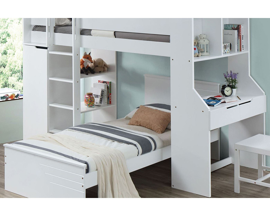 ACME - Ragna Twin Loft Bed with Desk & Wardrobe in White