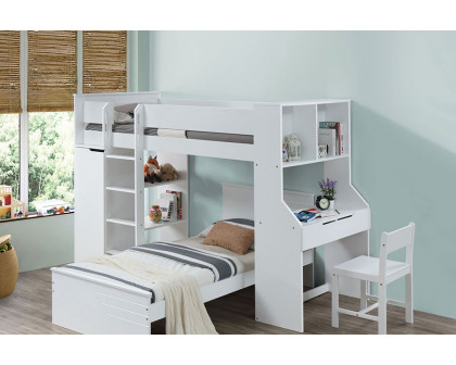 ACME - Ragna Twin Loft Bed with Desk & Wardrobe in White