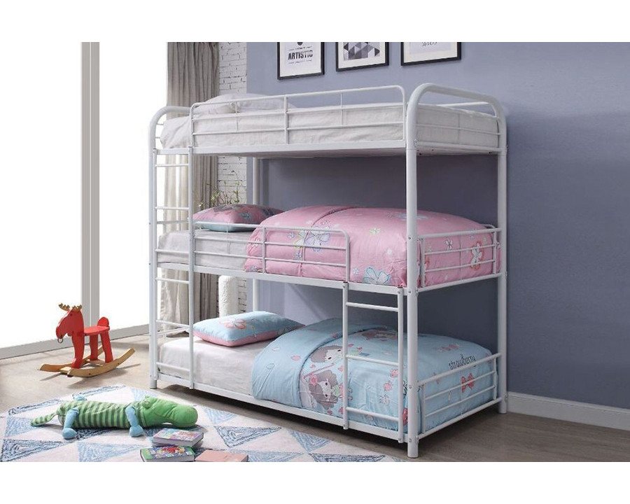 ACME Cairo Triple Full Bunk Bed - White, Full over Full