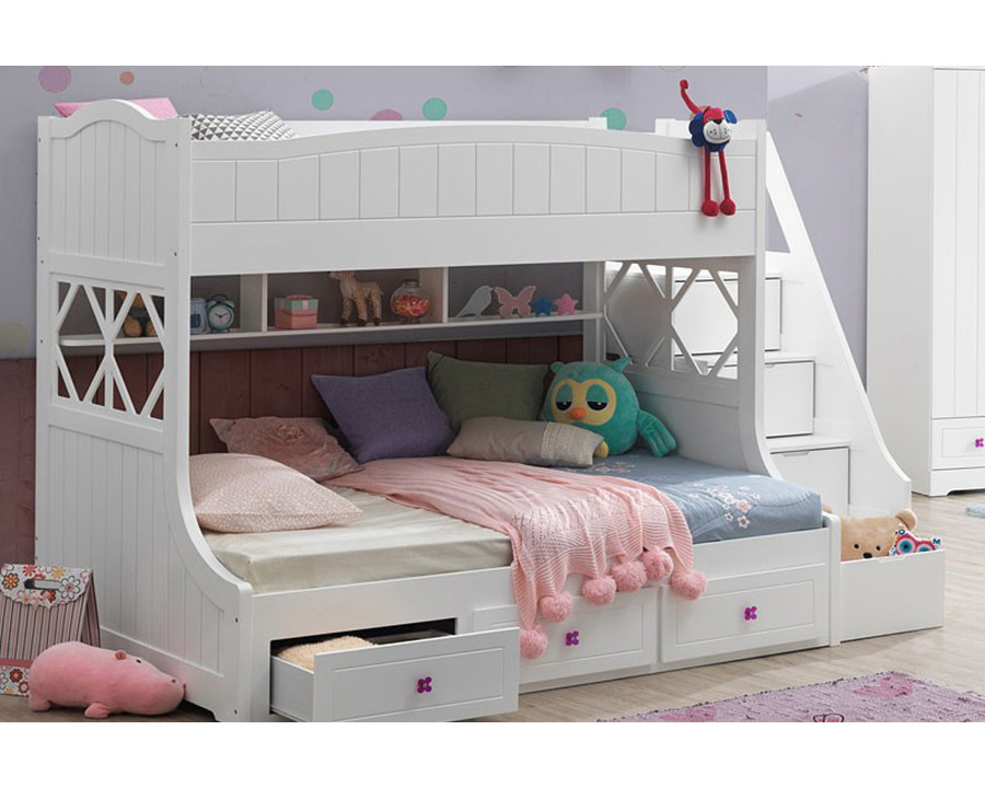 ACME - Meyer Twin/Full Bunk Bed with Storage in White