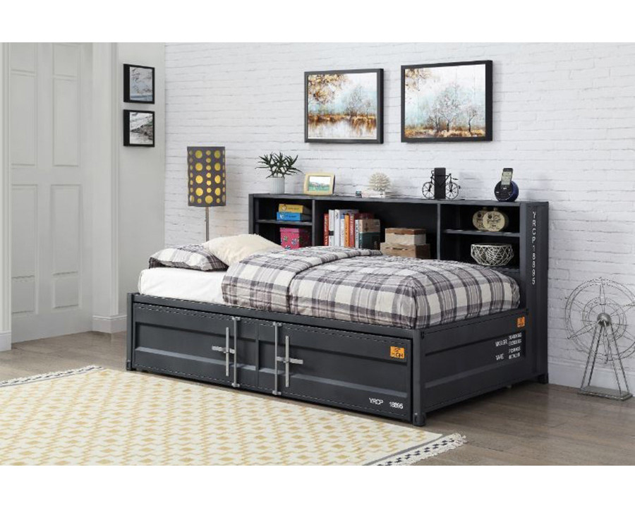 ACME Cargo Twin Storage Daybed and Trundle - Gunmetal Finish