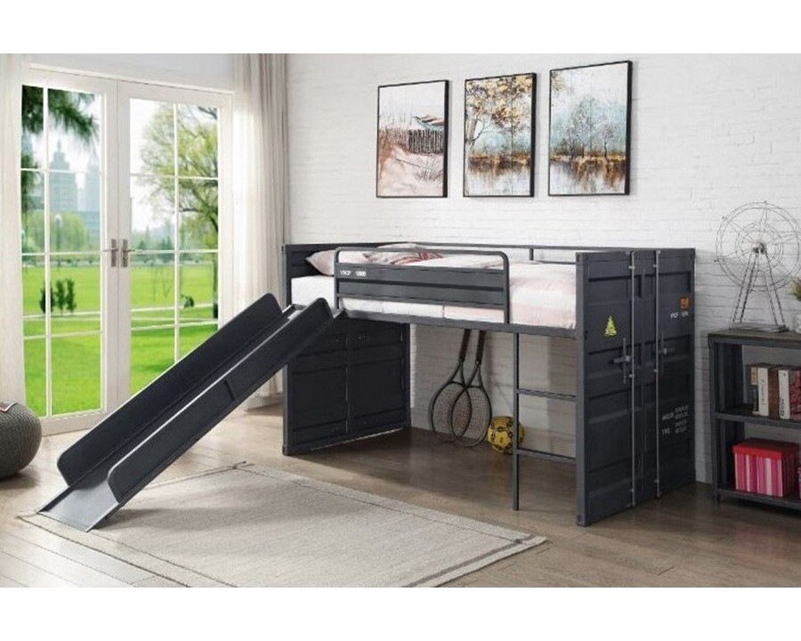 ACME Cargo Twin Loft Bed with Slide - Gunmetal Finish