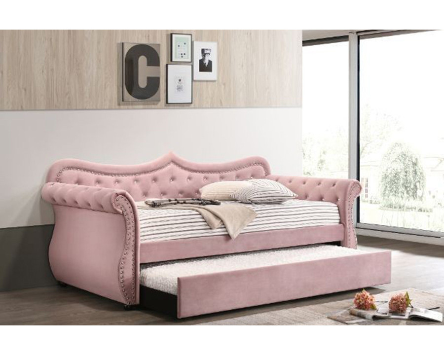 ACME Adkins Daybed and Trundle - Pink Velvet