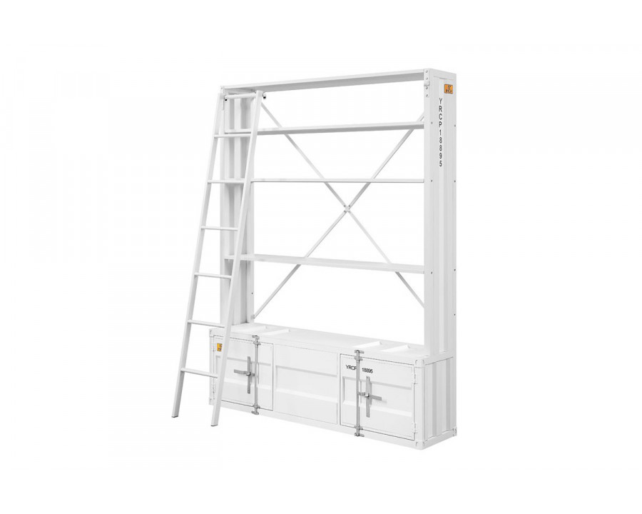 ACME Cargo Youth Bookshelf with Ladder - White