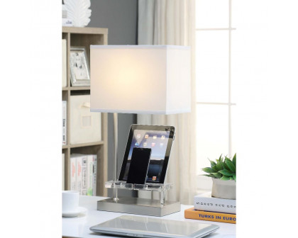 ACME - Britt Table Lamp with Usb in Sandy Nickel