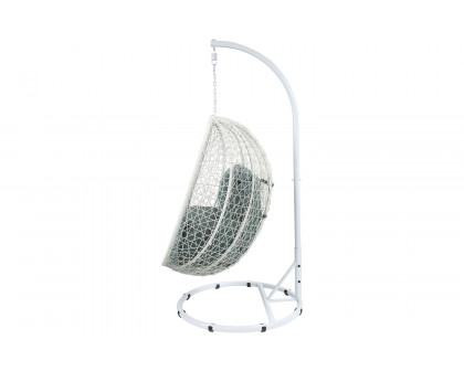 ACME Simona Patio Swing Chair with Stand - Wicker White