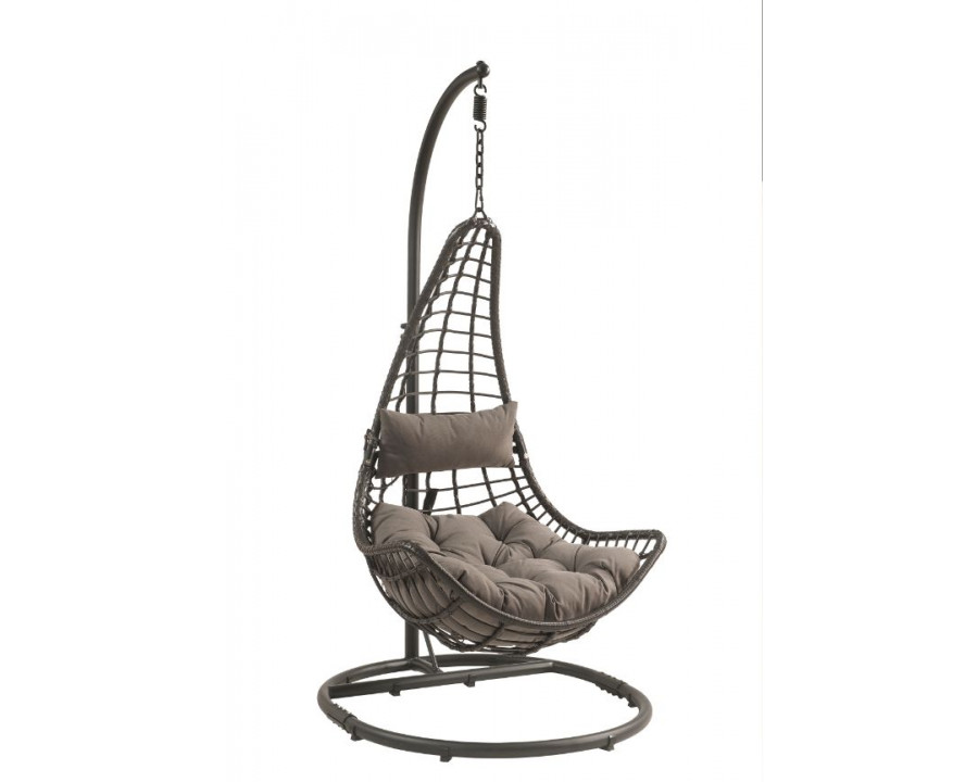 ACME - Uzae Hanging Chair in Gray/Charcoal Wicker