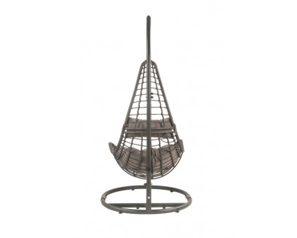 ACME - Uzae Hanging Chair in Gray/Charcoal Wicker