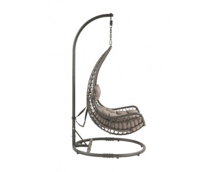 ACME - Uzae Hanging Chair in Gray/Charcoal Wicker