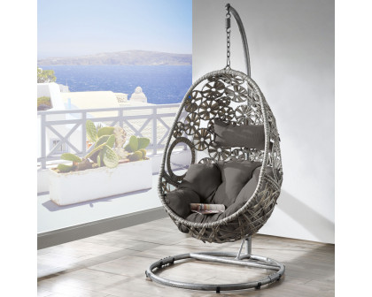 ACME - Sigar Hanging Chair in Light Gray/Wicker