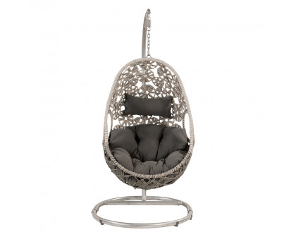 ACME - Sigar Hanging Chair in Light Gray/Wicker