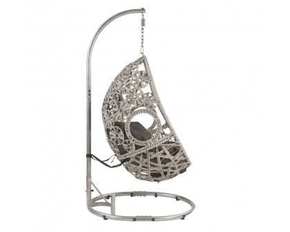 ACME - Sigar Hanging Chair in Light Gray/Wicker