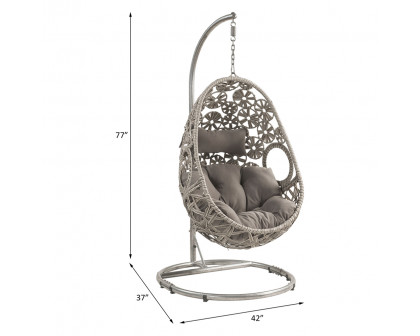 ACME - Sigar Hanging Chair in Light Gray/Wicker