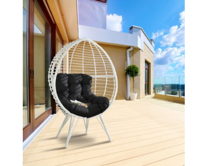 ACME - Galzed Patio Lounge Chair in Black/White Wicker