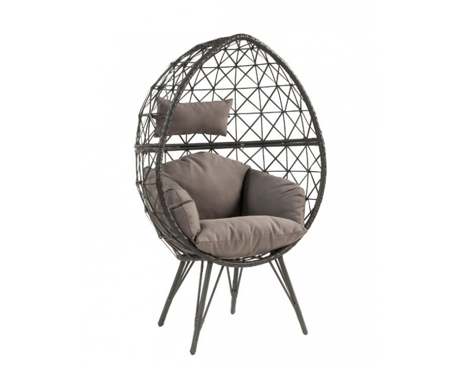 ACME - Aeven Patio Lounge Chair in Light Gray/Black Wicker