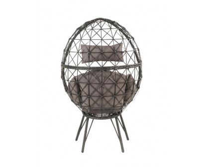 ACME - Aeven Patio Lounge Chair in Light Gray/Black Wicker