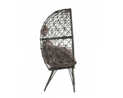 ACME - Aeven Patio Lounge Chair in Light Gray/Black Wicker