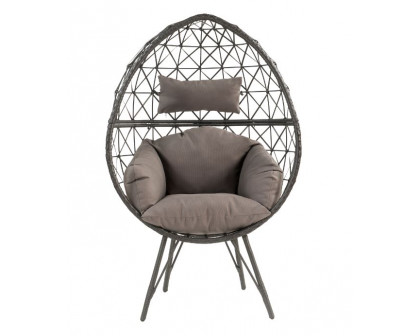 ACME - Aeven Patio Lounge Chair in Light Gray/Black Wicker