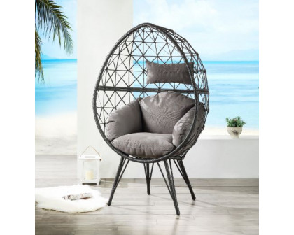 ACME - Aeven Patio Lounge Chair in Light Gray/Black Wicker