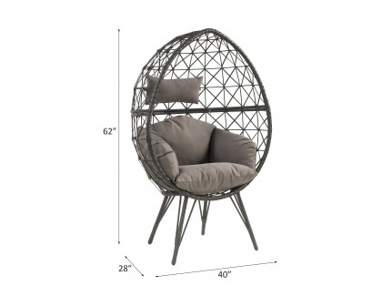 ACME - Aeven Patio Lounge Chair in Light Gray/Black Wicker