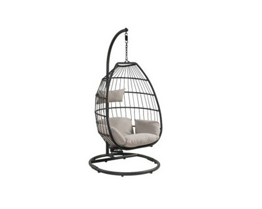 ACME - Oldi Hanging Chair in Beige/Black Wicker