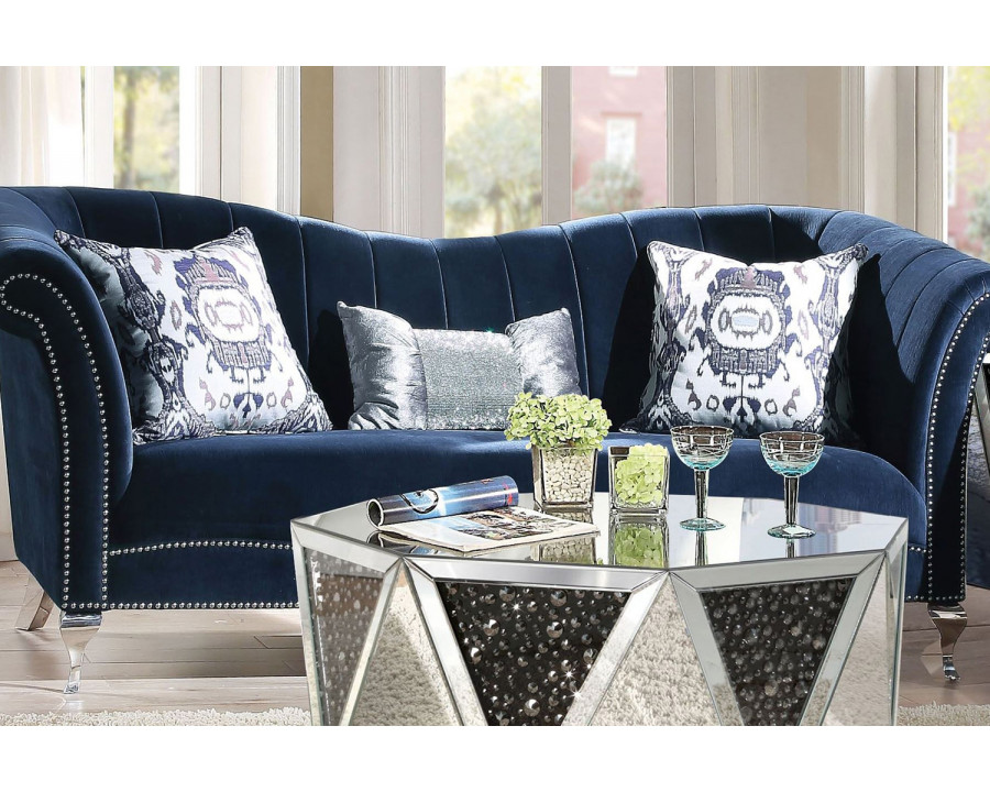 ACME - Jaborosa Sofa with 3 Pillows in Blue