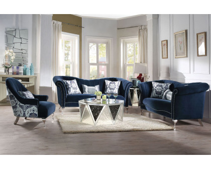 ACME - Jaborosa Sofa with 3 Pillows in Blue