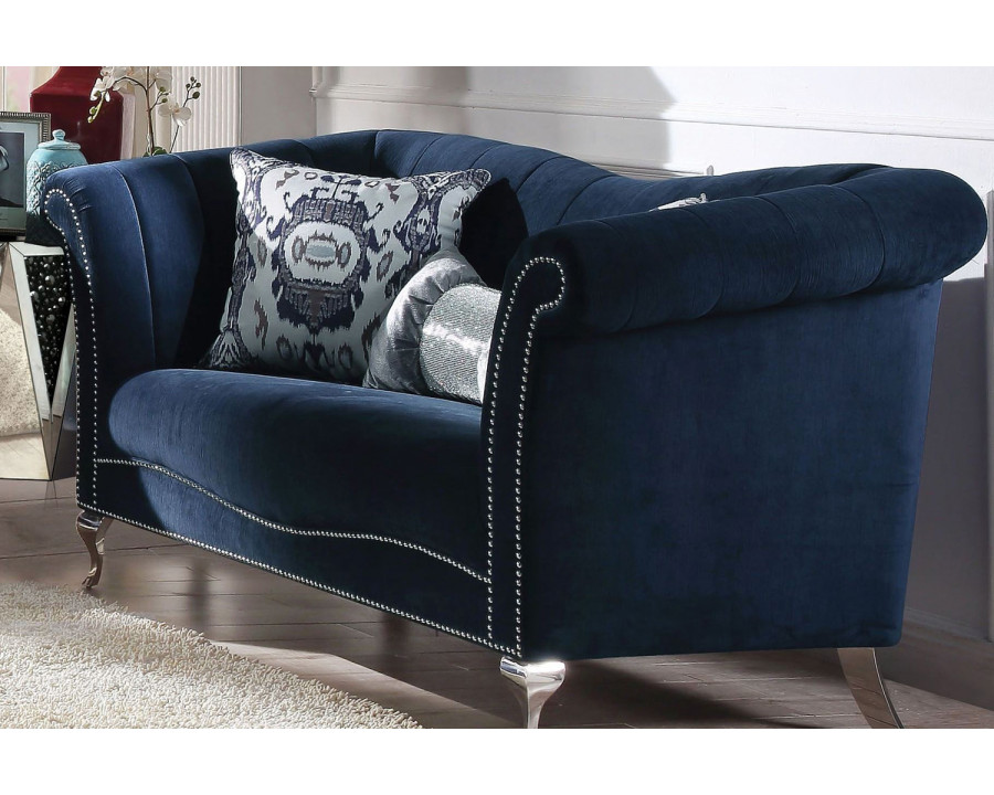 ACME - Jaborosa Loveseat with 2 Pillows in Blue