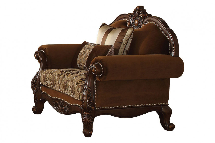 ACME™ Jardena Chair with 2 Pillows (Same Lv01593) - Pattern/Cherry Oak