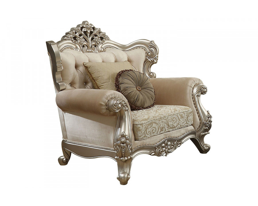 ACME - Bently Chair with 2 Pillows  (Same LV01581) in Champagne