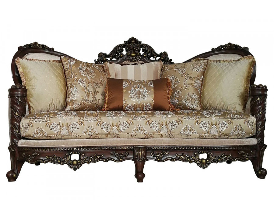 ACME - Devayne Sofa with 6 Pillows (Same Lv01582) in Pattern/Dark Walnut