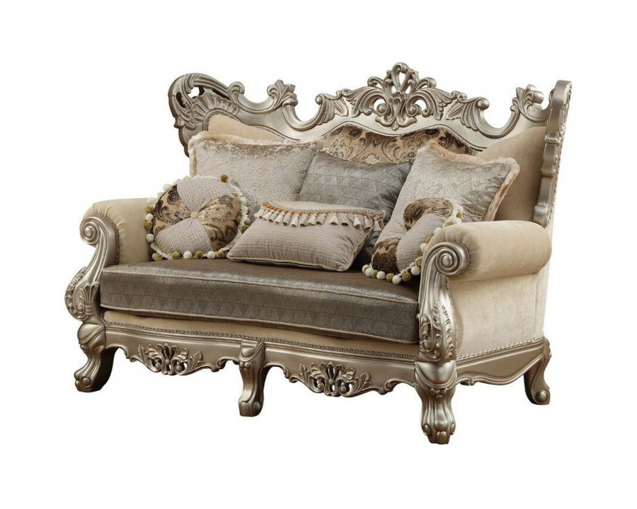 ACME - Ranita Loveseat with 6 Pillows in Champagne