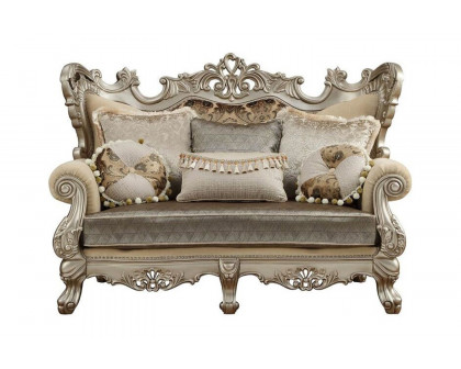 ACME - Ranita Loveseat with 6 Pillows in Champagne